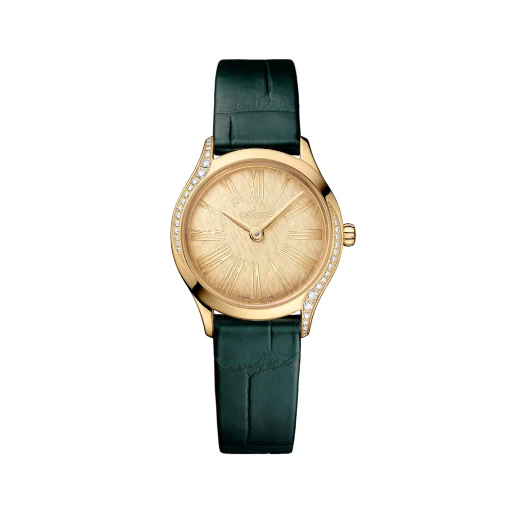 De Ville Mini Trésor Diamonds Quartz 26Mm - Gold On Leather Strap 1