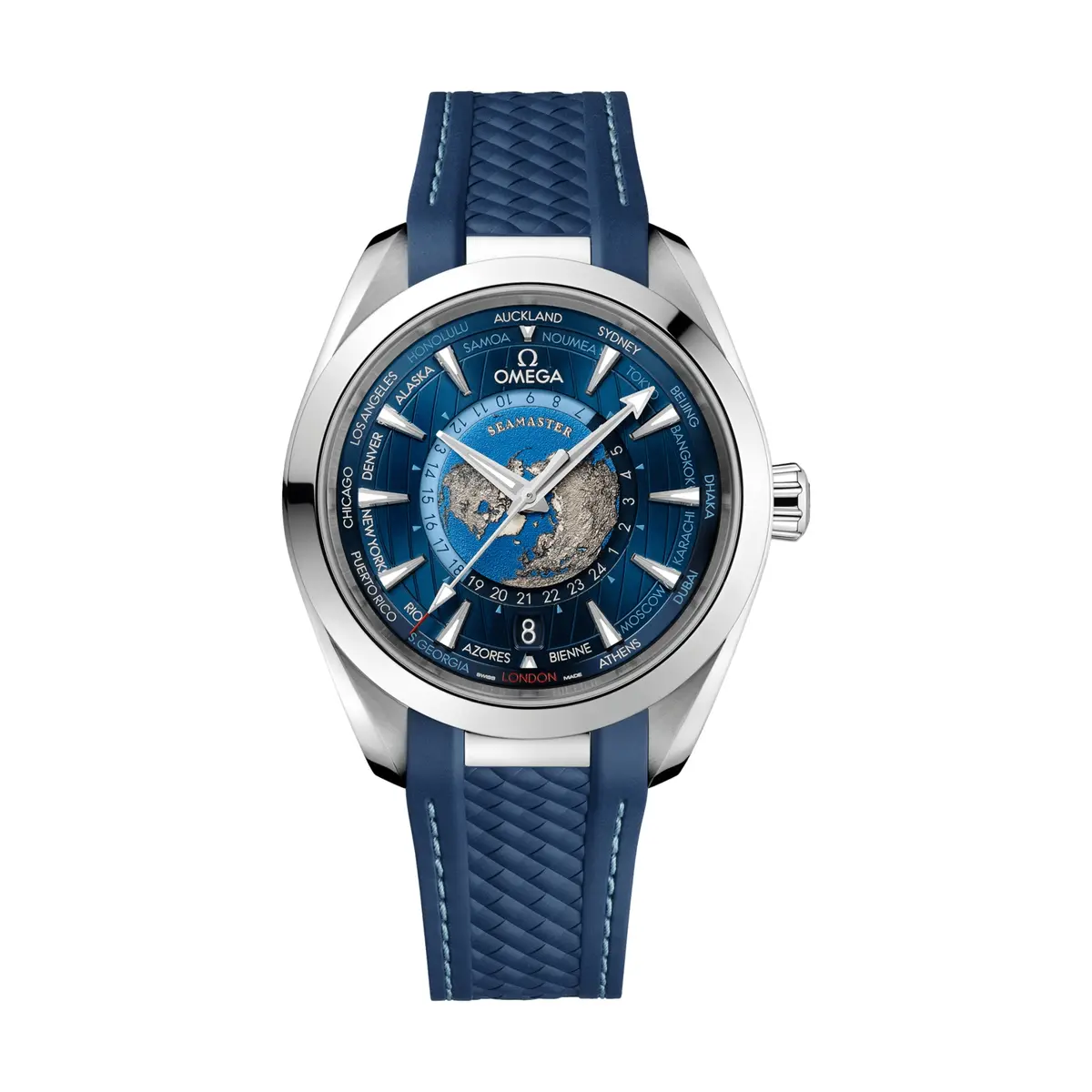 Seamaster Aqua Terra 150M Gmt Worldtimer 43Mm - Blue On Rubber Strap 1