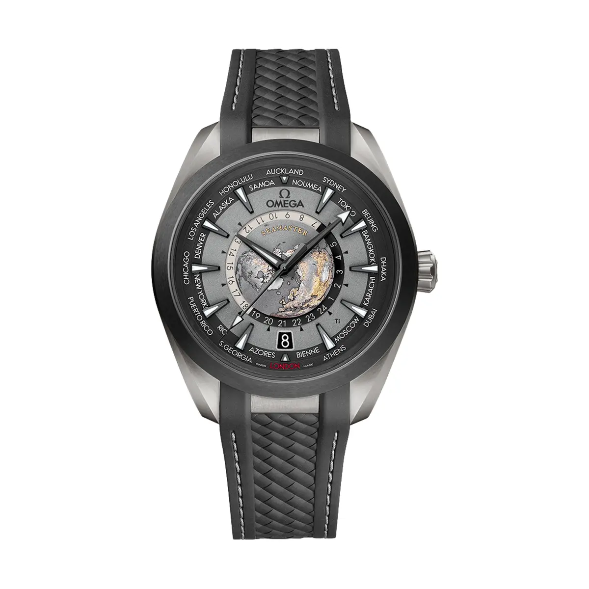 Seamaster Aqua Terra 150M Gmt Worldtimer 43Mm - Grey On Rubber Strap 1