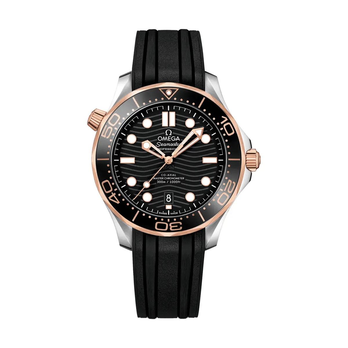 Seamaster Diver 300M Stainless Steel And Sedna Gold 42Mm - Black On Rubber Strap 1