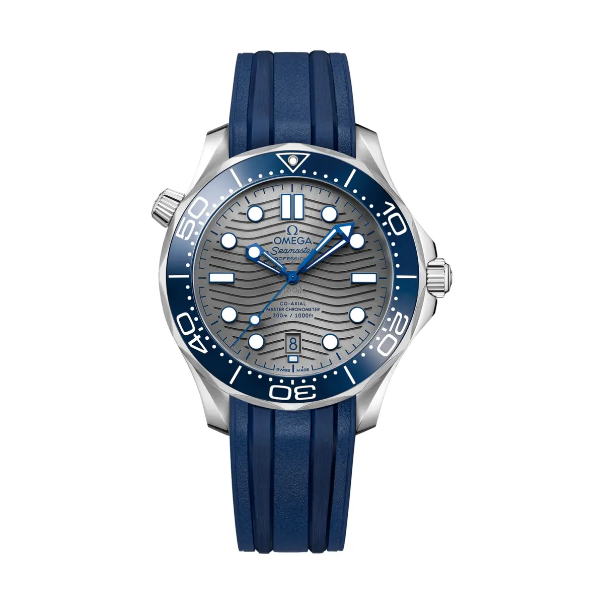Seamaster Diver 300M 42Mm - Grey Dial W/ Blue Bezel On Rubber Strap 1
