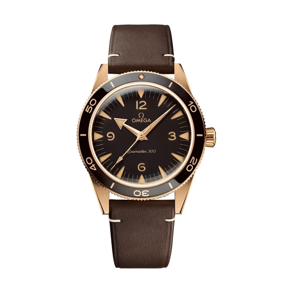 Seamaster 300 Bronze Gold 41Mm - Brown On Leather Strap 1