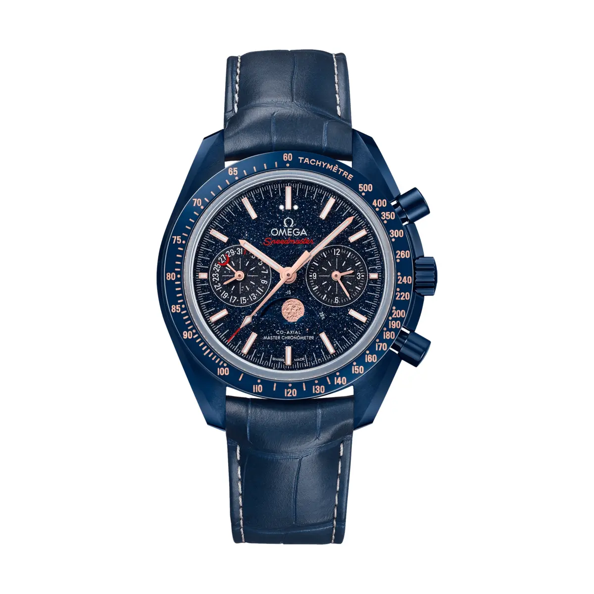 Speedmaster Moonphase "Blue Side Of The Moon" Chronograph Ceramic 44.25Mm - Blue On Leather Strap 1