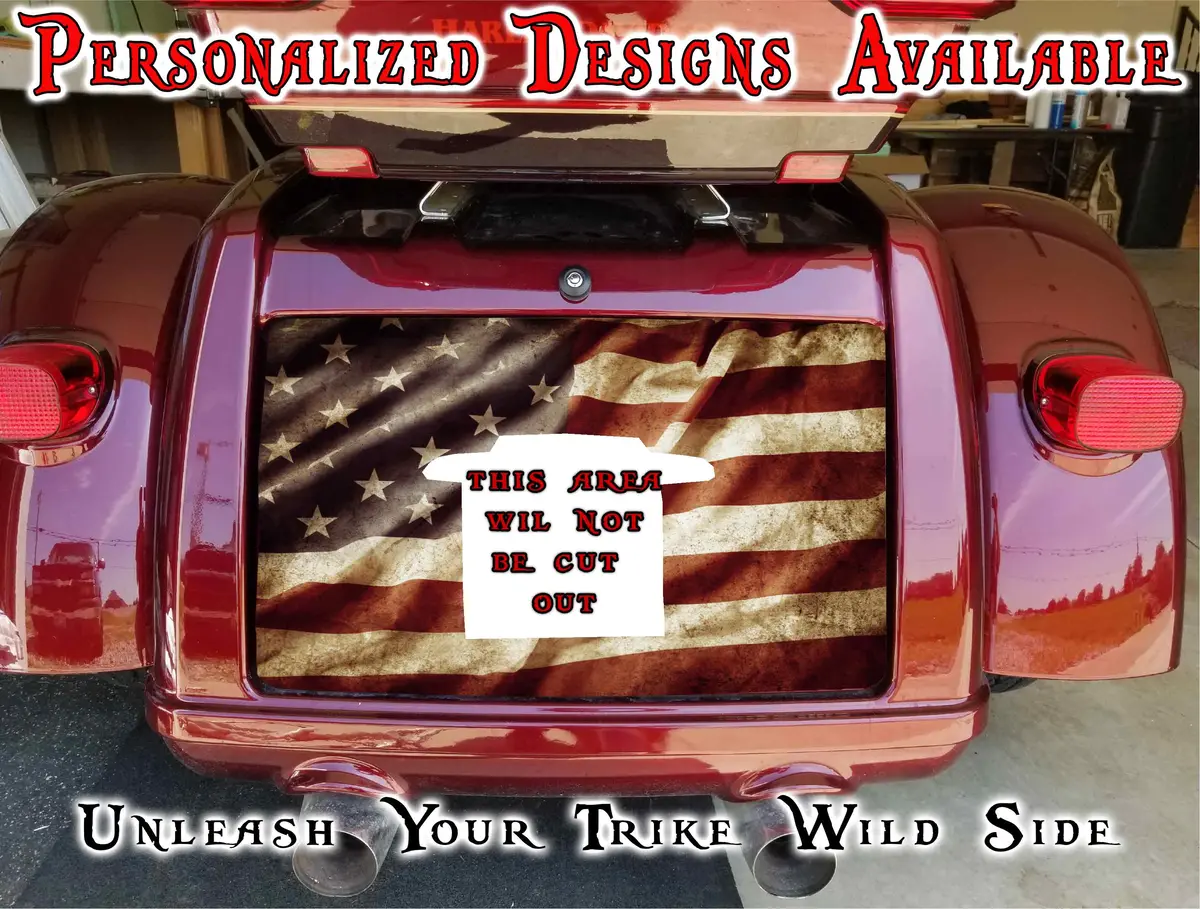 Old Flag Harley Davidson Tri Glide Trunk Decal 1