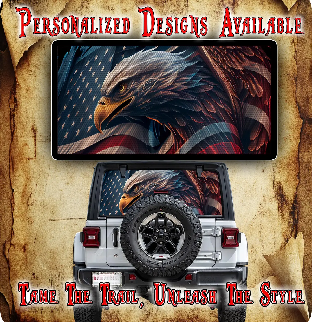 American Flag Eagle Rear Window See Through Graphic. 1