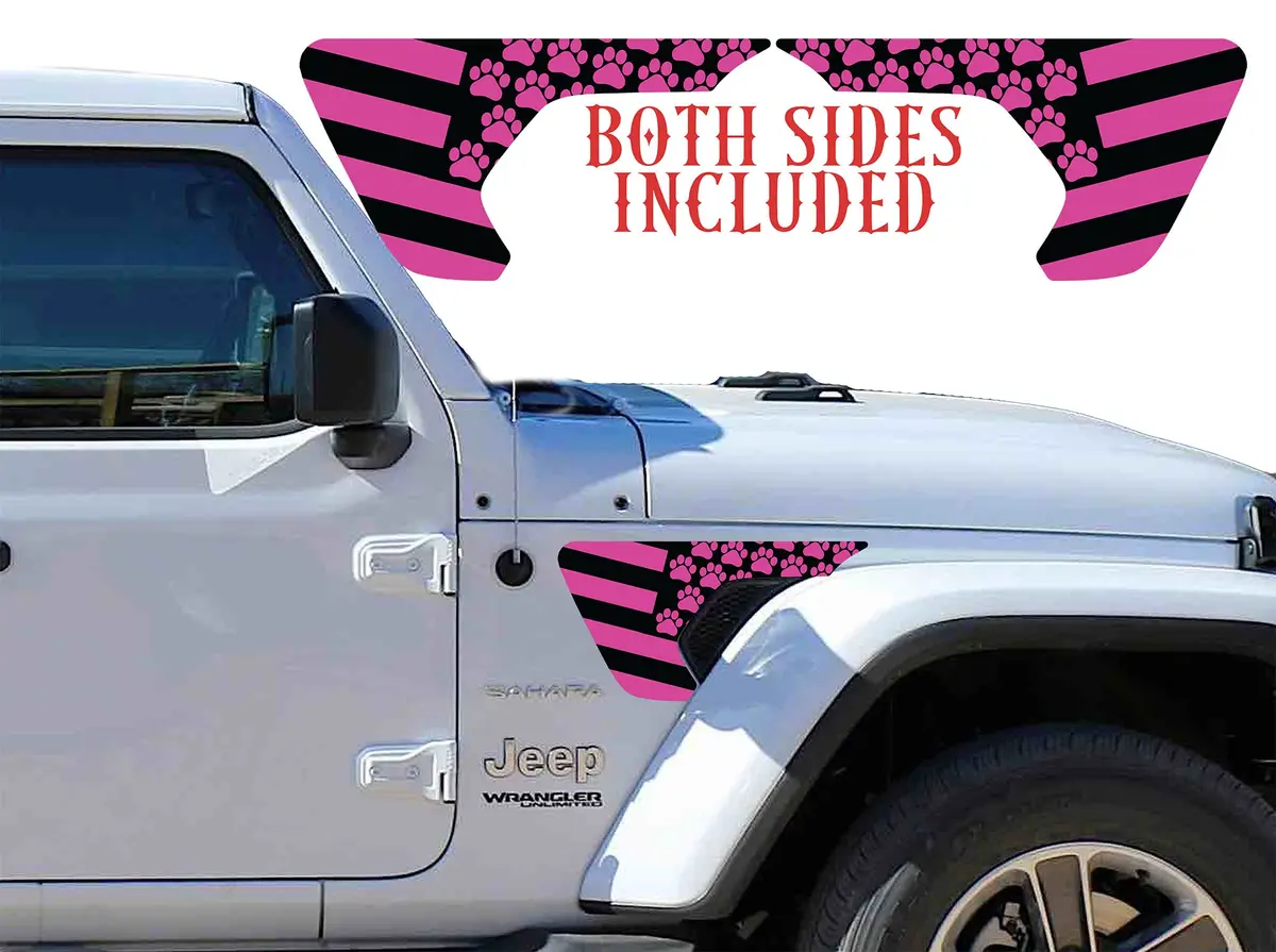 Fender Vent For The Jl Or Jt 2018 Or Newer Pink Paw Print Flag 1