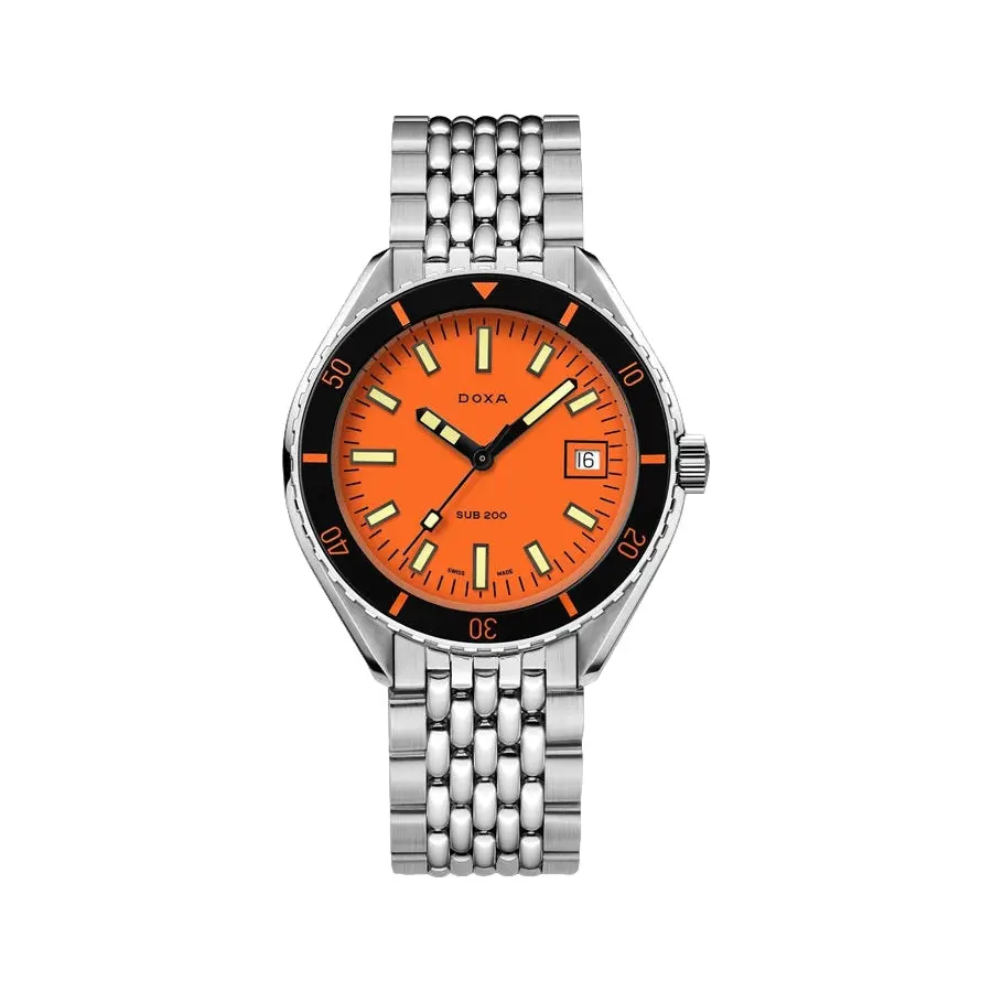 Sub 200 Professional Sapphire Inlay Bezel 42Mm - Orange On Bracelet 1