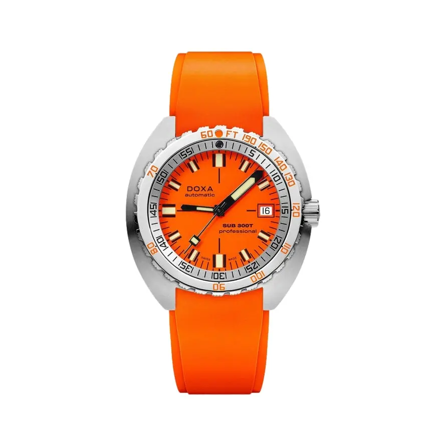 Sub 300T Professional 42.5Mm - Orange On Rubber Strap 1