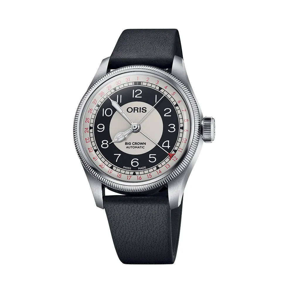 Big Crown Pointer Date “Bullseye” 38Mm - Black And White On Leather Strap 1