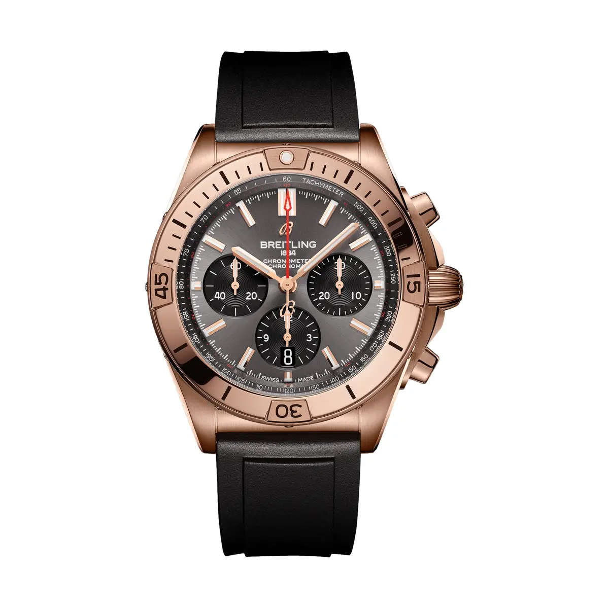 Chronomat B01 18K Red Gold 42Mm - Anthracite On Rubber Strap 1