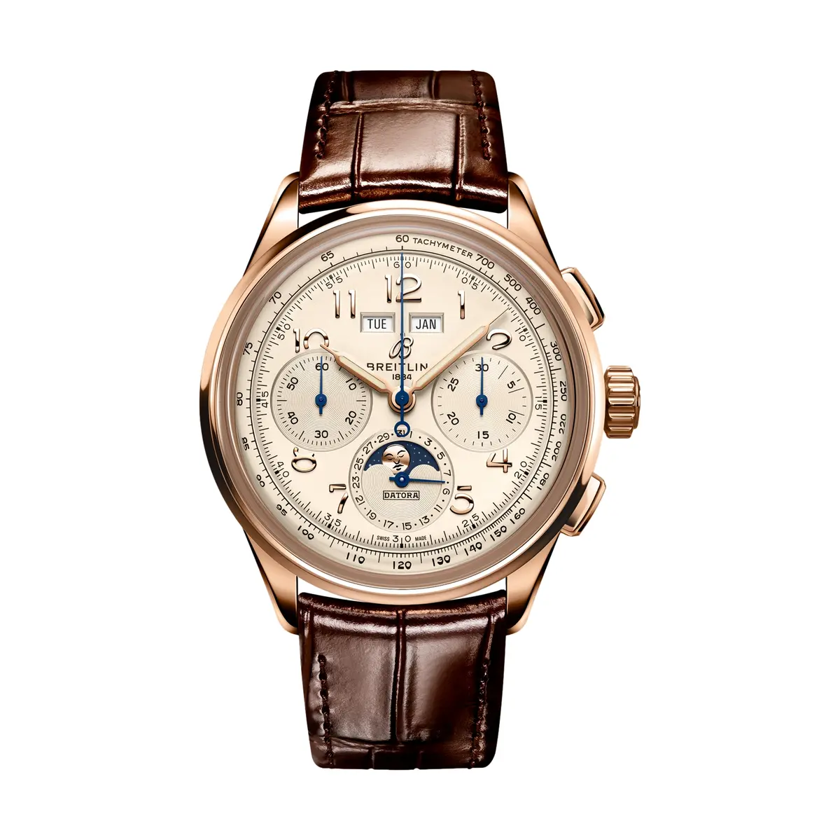 Premier B25 Datora 18K Red Gold 42Mm - Ivory On Leather Strap 1