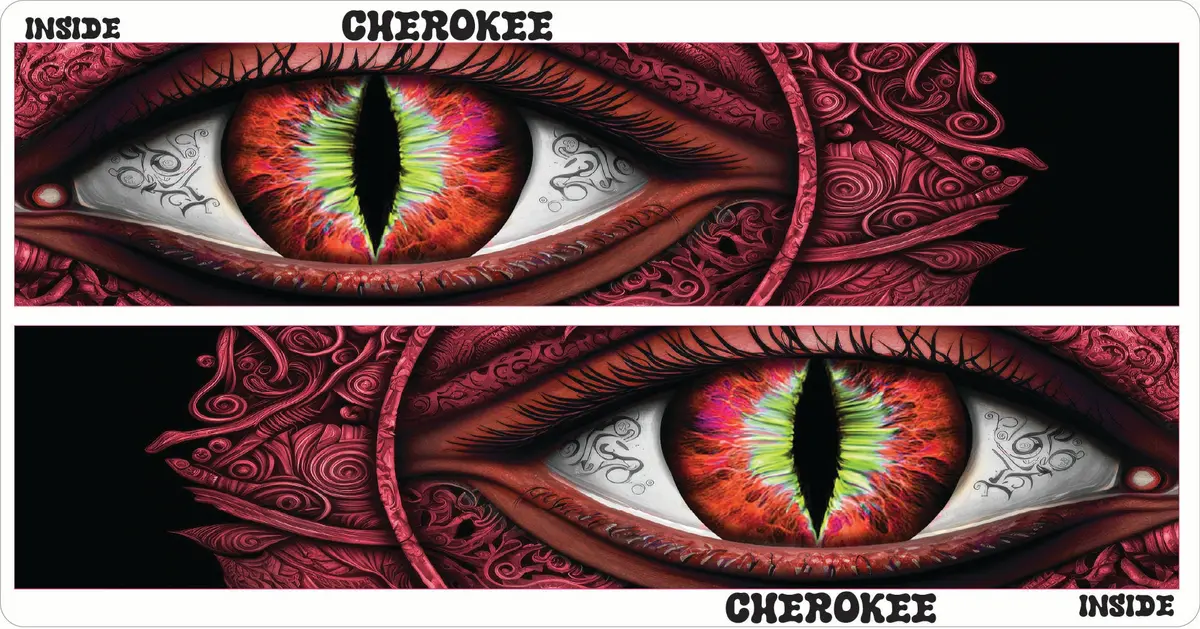 Jeep Cherokee Kl Headlight Decals Red And Green 1