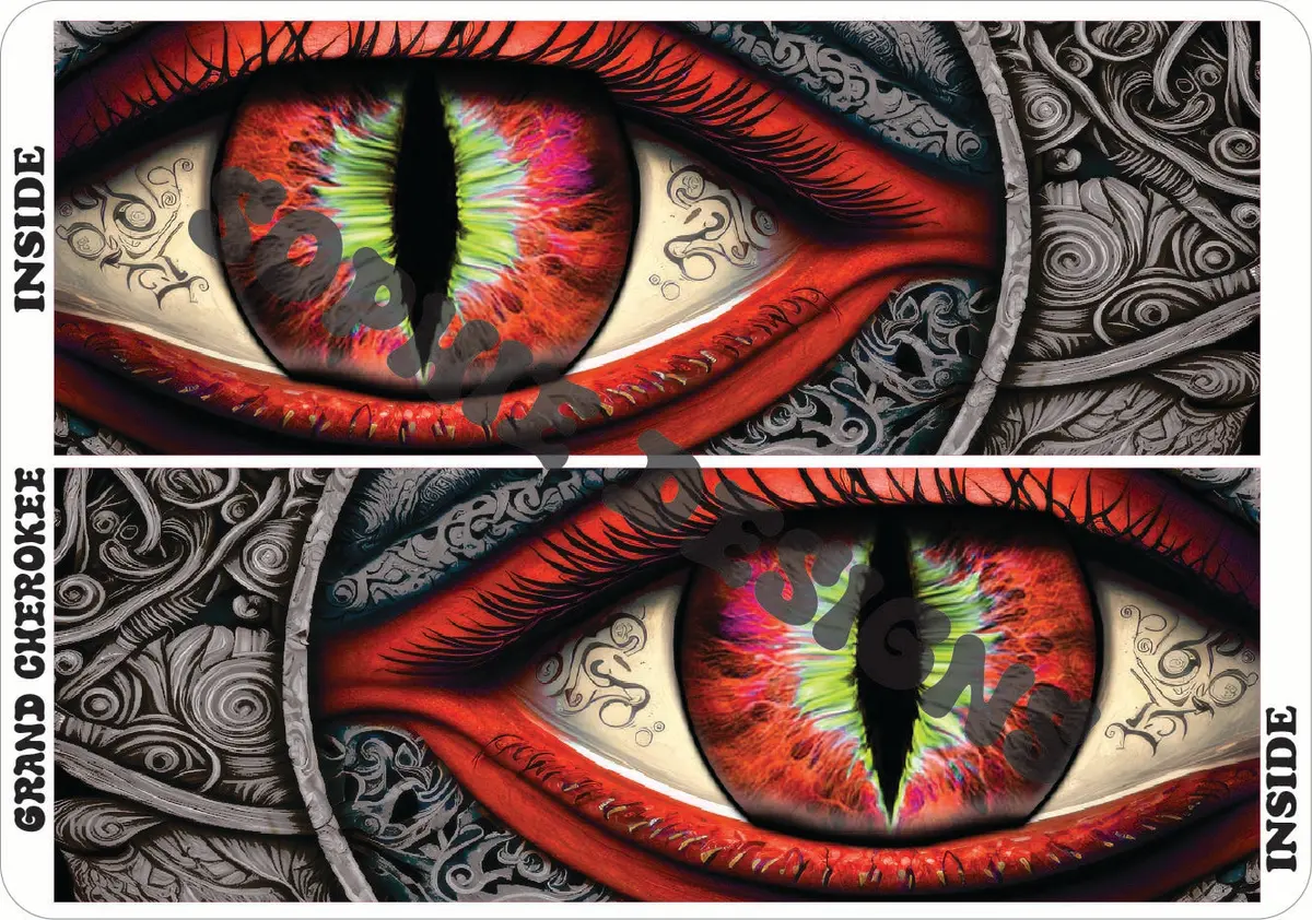 Jeep Grand Cherokee Headlight Decals Red And Green Cat Eye 1