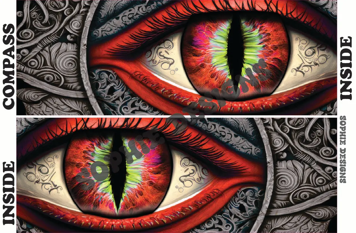 Jeep Compass Headlight Decals Red And Green Cat Eye 1