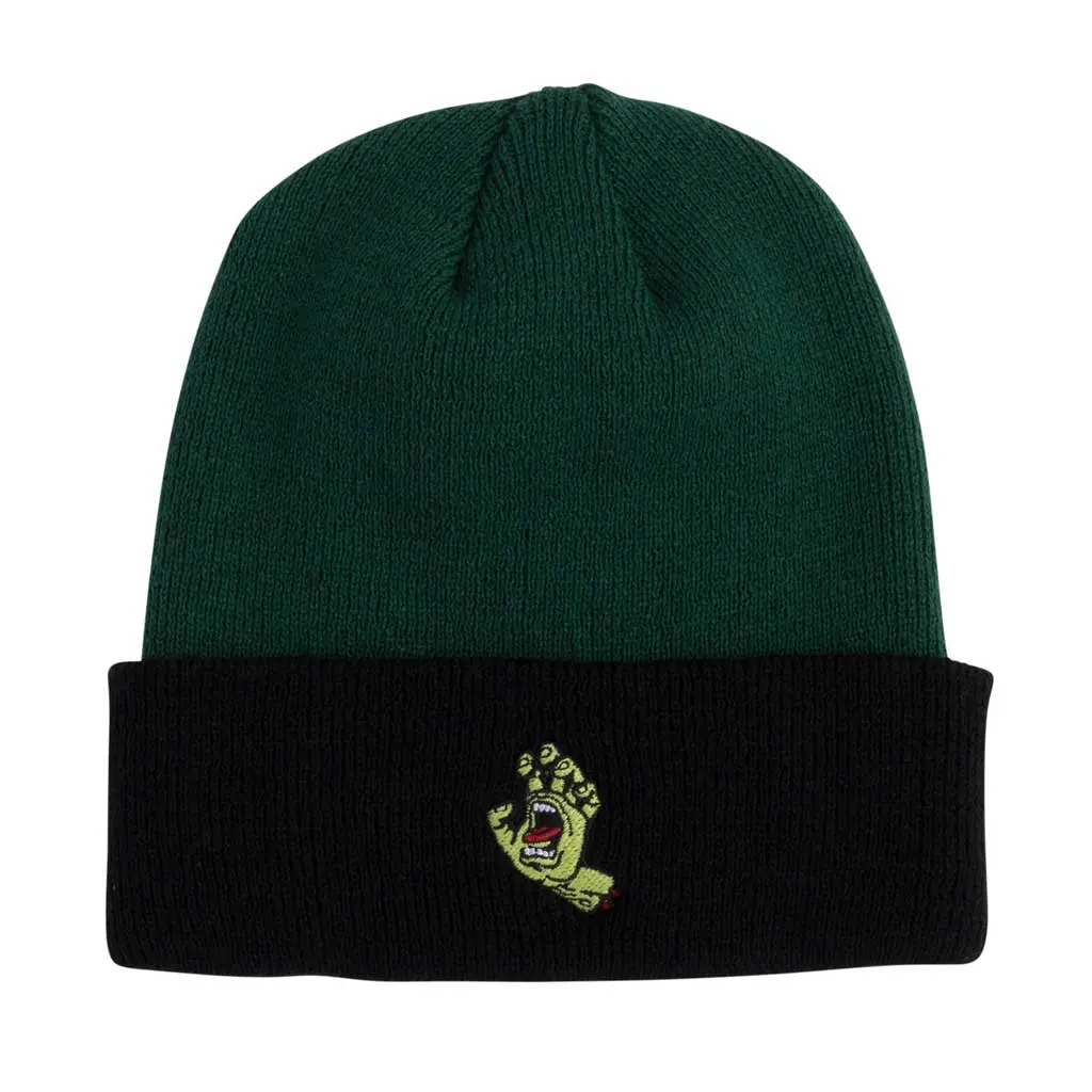 Santa Cruz Screaming Hand Beanie Long Shoreman - Black/Forest 1