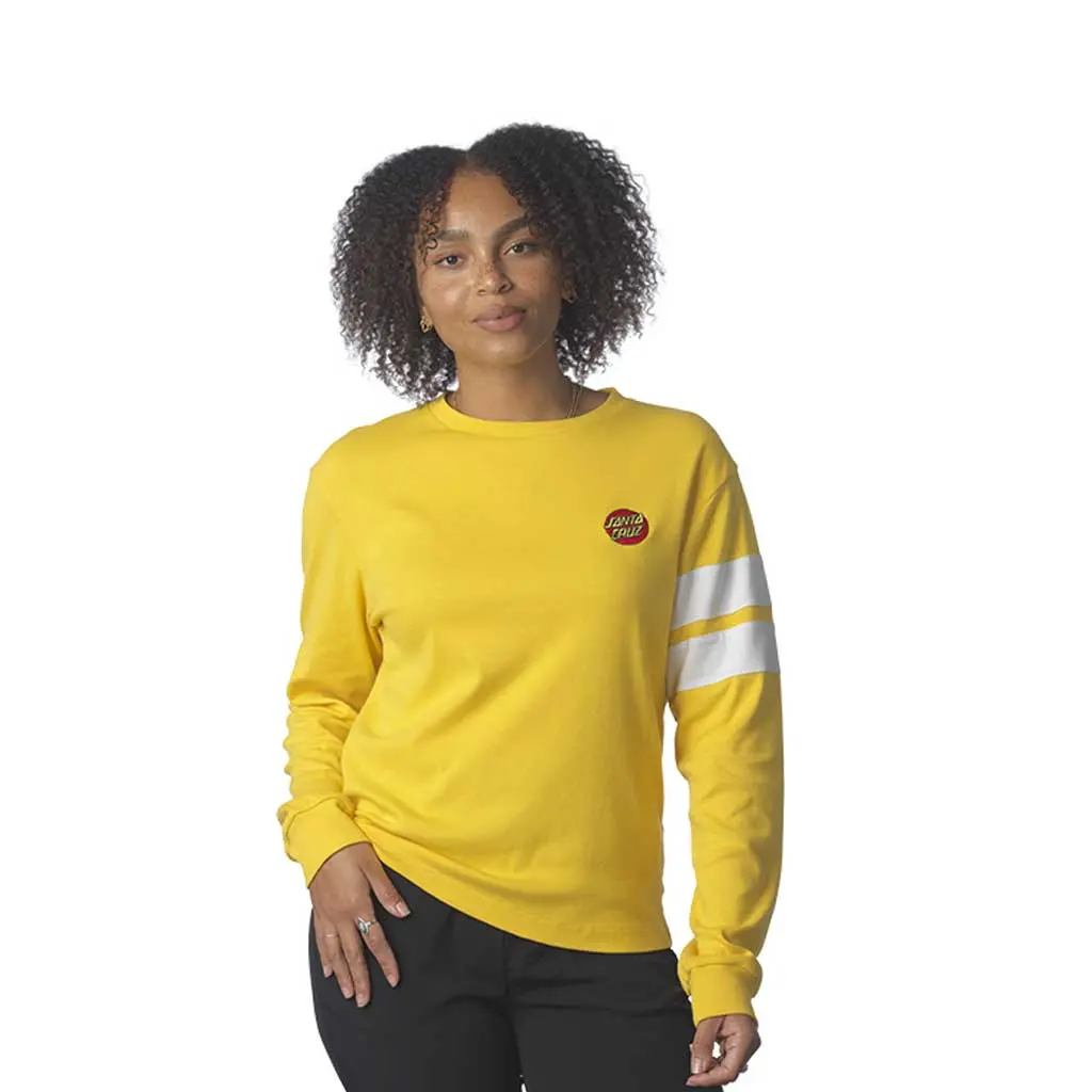 Santa Cruz Women's Classic Dot Sleeve Stipes L/S Boyfriend Top - Gold 1