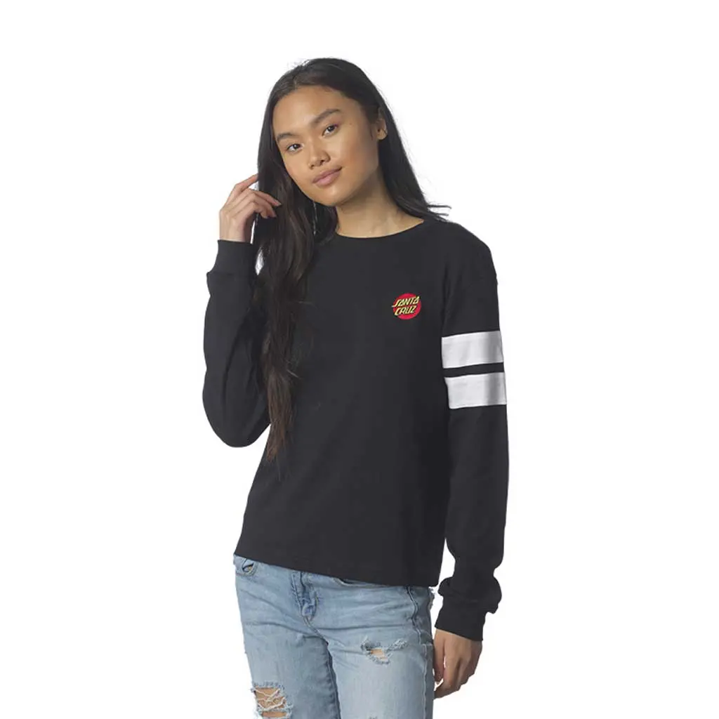Santa Cruz Women's Classic Dot Sleeve Stipes L/S Boyfriend Top - Vintage Black 1