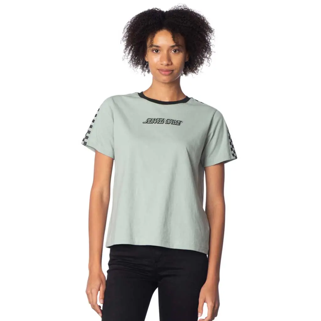 Santa Cruz Women's Intro Check Strip S/S Tee - Fog 1