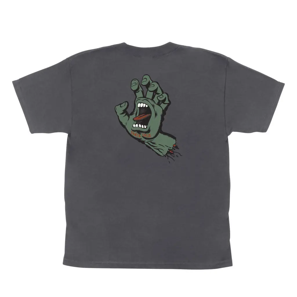 Santa Cruz Youth Screaming Hand S/S Tee - Charcoal/Moss 1