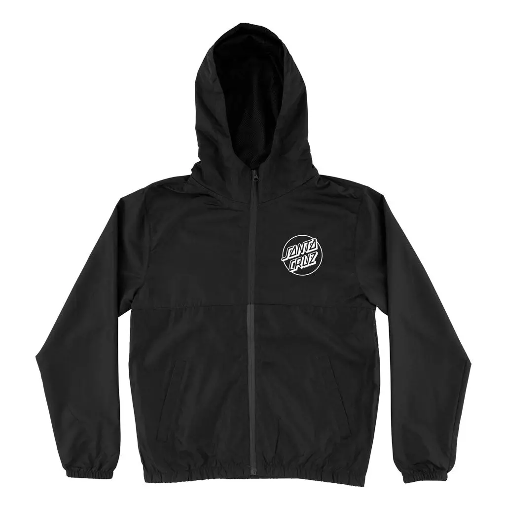 Santa Cruz Youth Opus Dot Chest Hooded Windbreaker Jacket - Black 1
