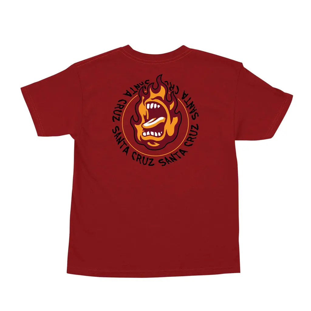 Santa Cruz Youth Ringed Screaming Flame S/S Tee - Cardinal 1