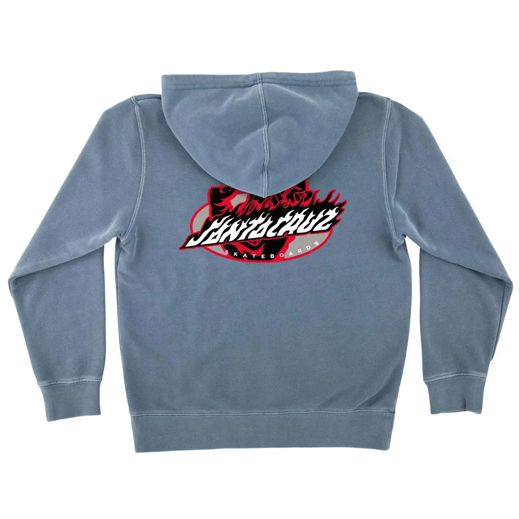 Santa Cruz Youth Screaming Fire Oval P/O Hoodie - Pigment Slate Blue 1