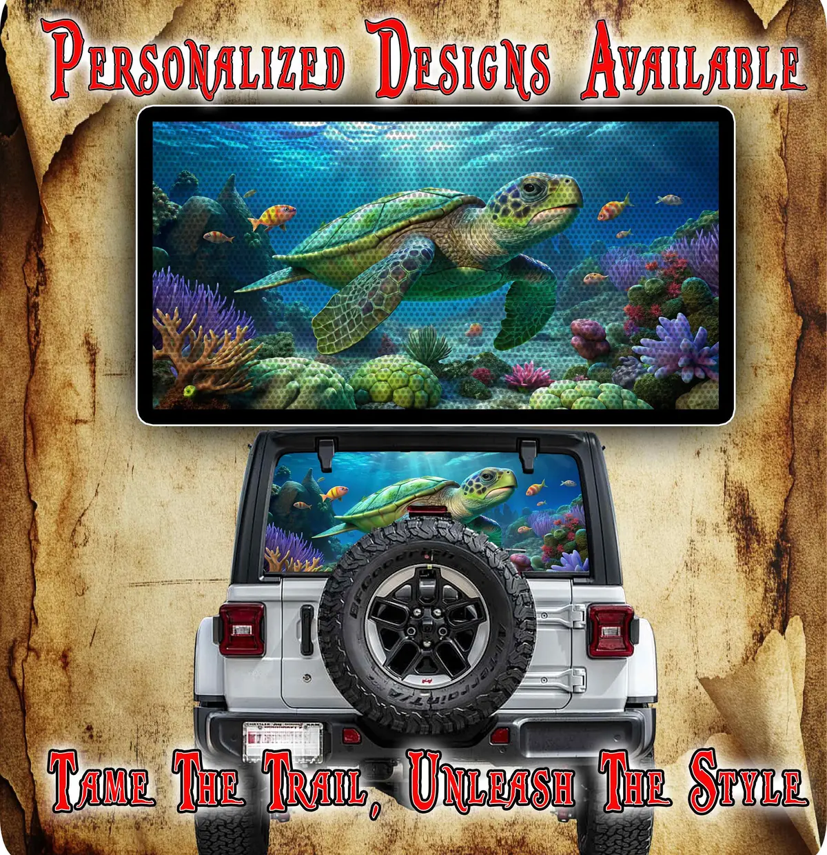 Sea Turtle Rear Window See Through Graphic. 1
