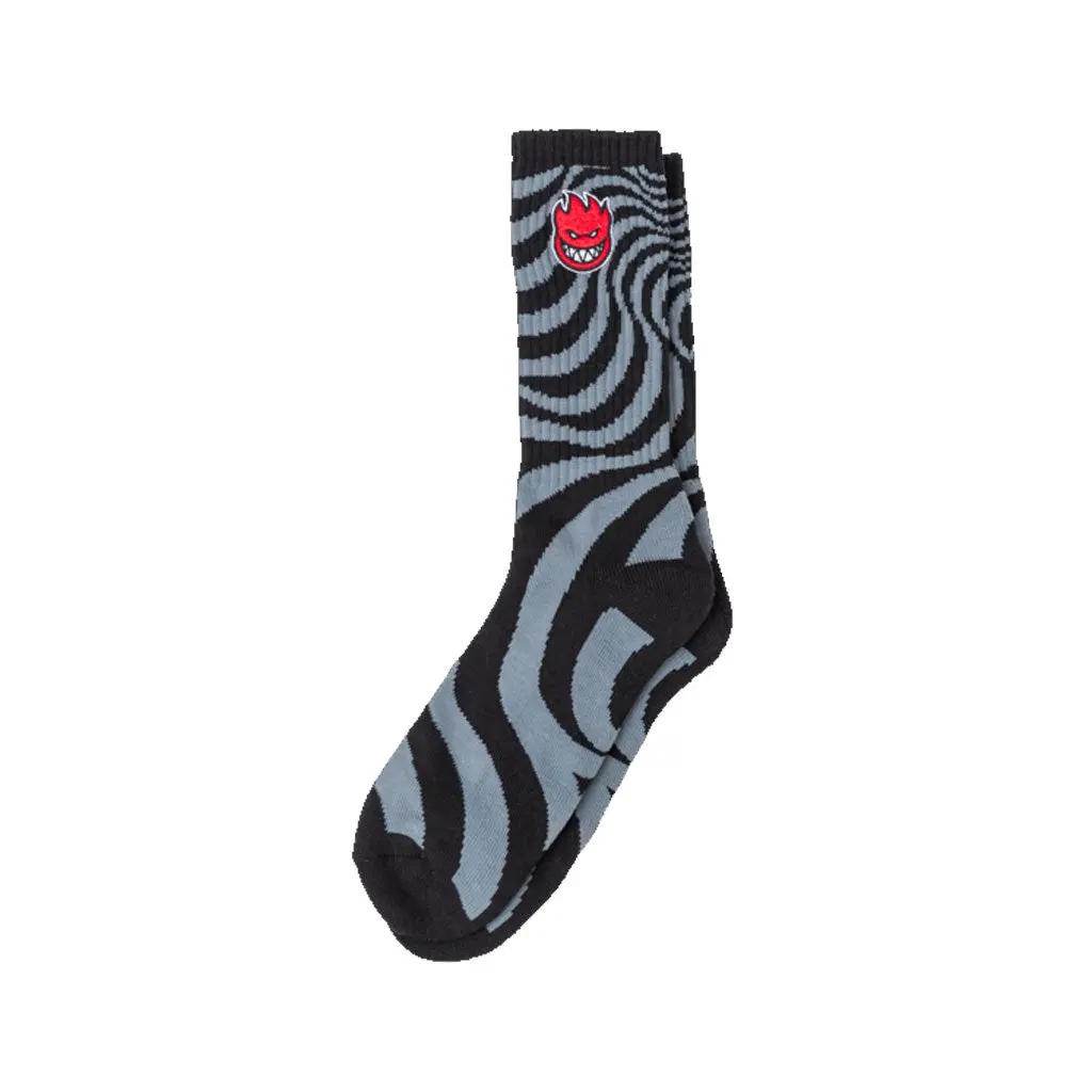 Spitfire Bighead Fill Emb Swirl Sock - Black/Carcoal 1