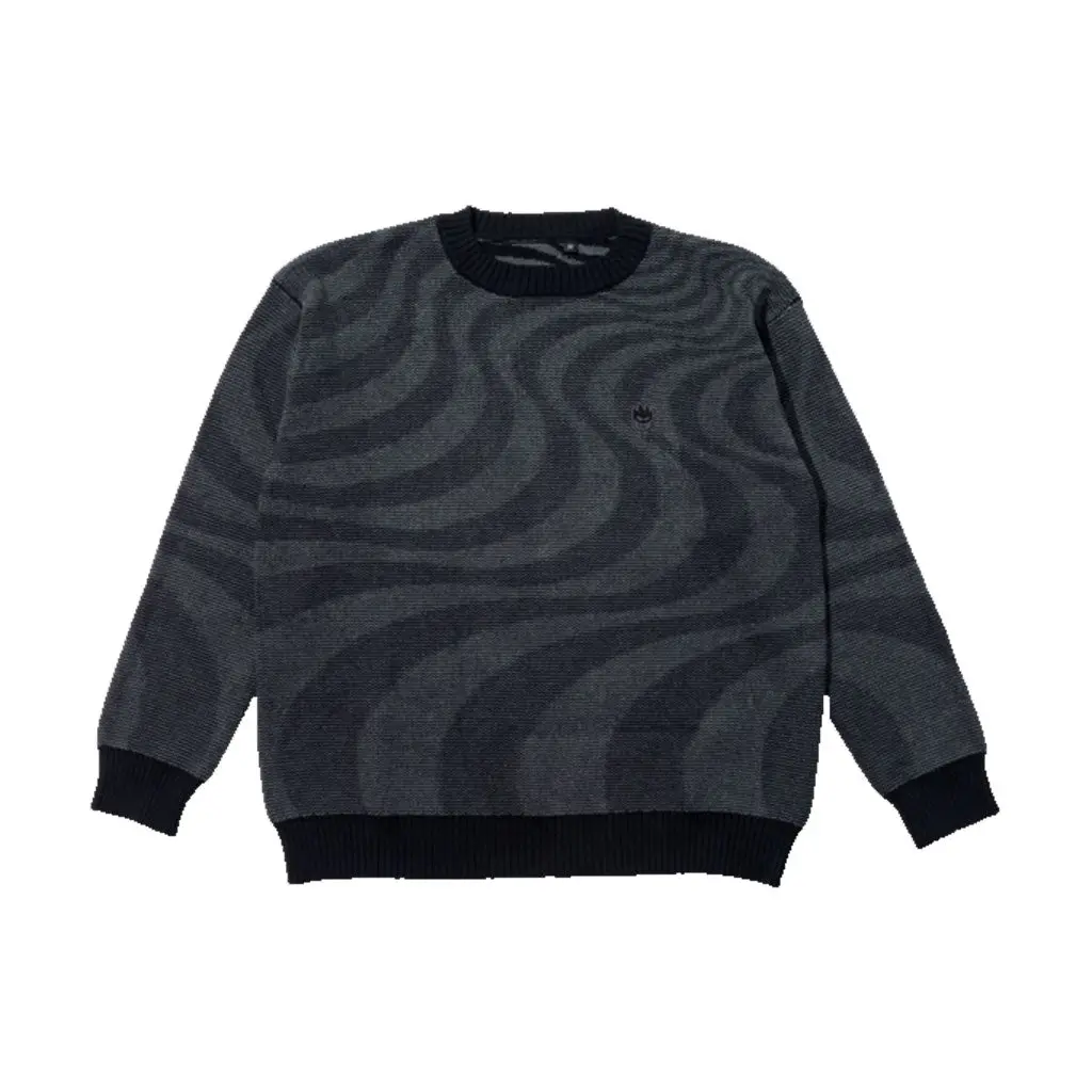 Spitfire Classic Swirl Bigfill Jacquard Crewneck - Black 1