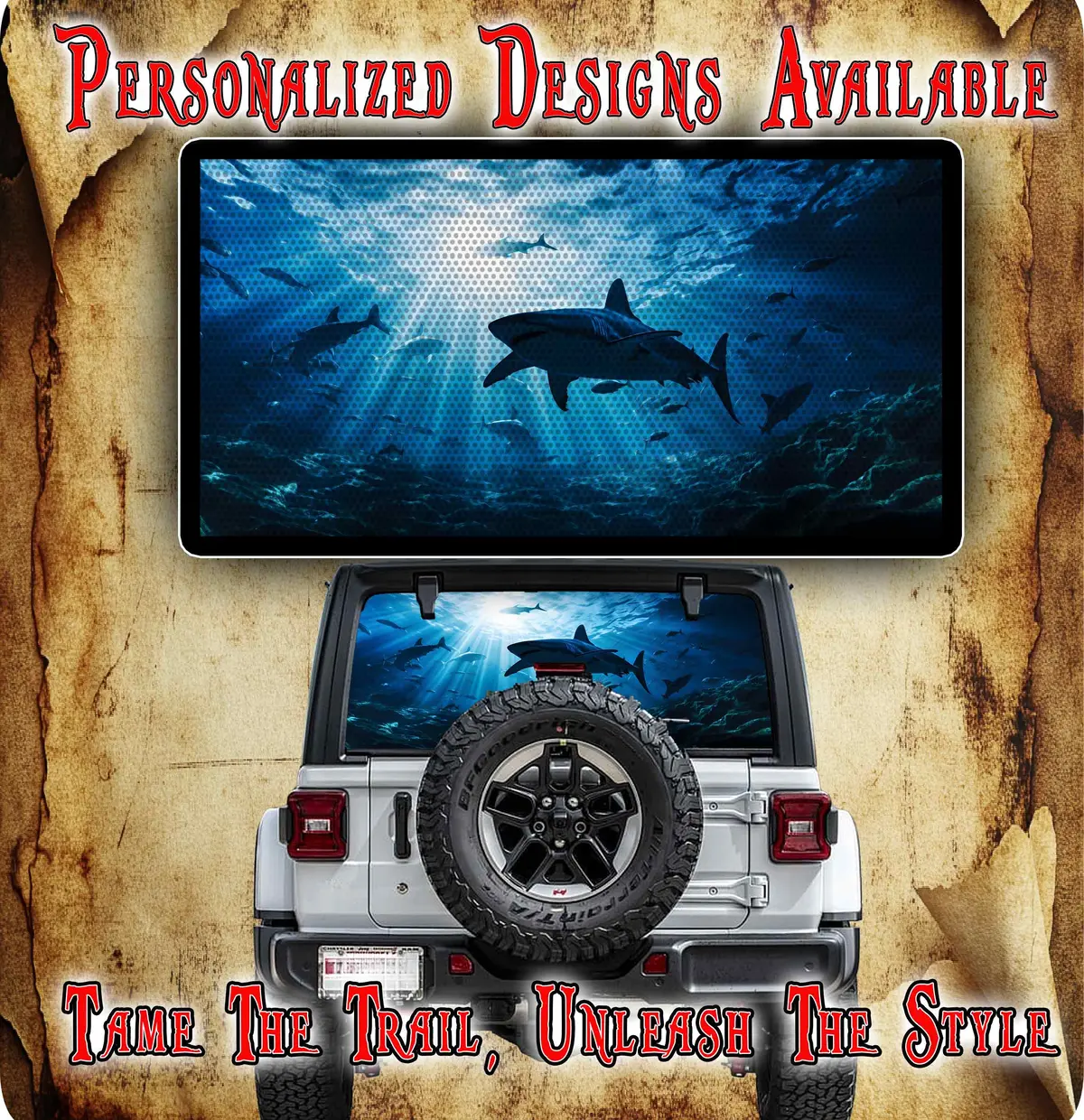 Sharks Rear Window See Through Graphic. 1