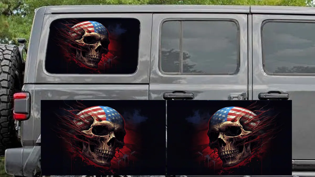 Skull Rear Quarter Window See Through Graphic. 1