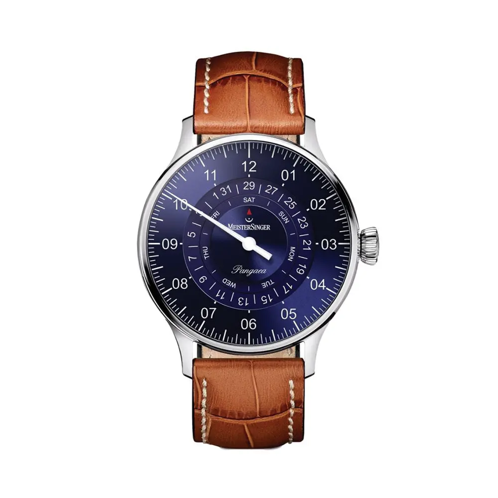 Pangaea Day Date 40Mm - Blue On Leather Strap 1