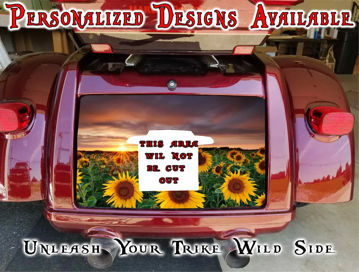 Sunflower Field Harley Davidson Tri Glide Trunk Decal 1