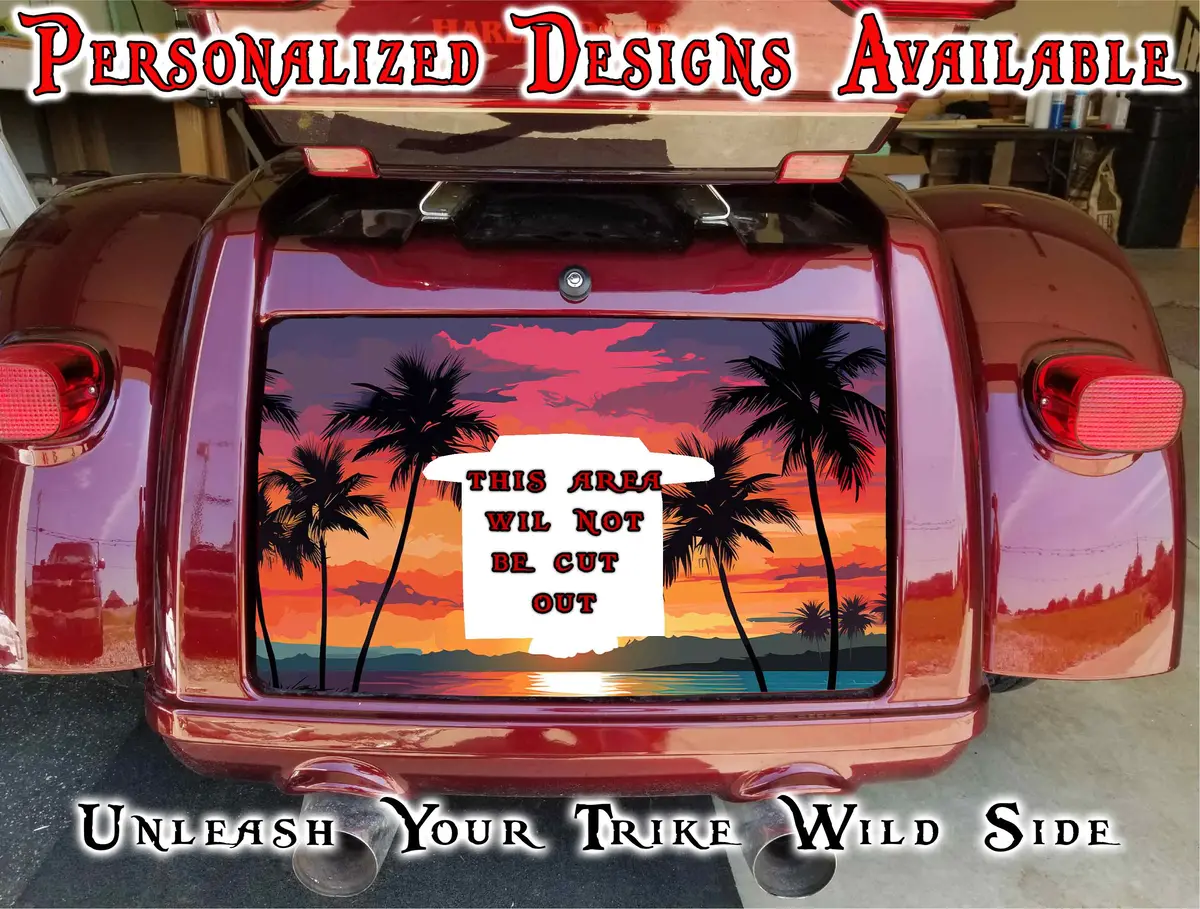 Sunset Beach Harley Davidson Tri Glide Trunk Decal 1