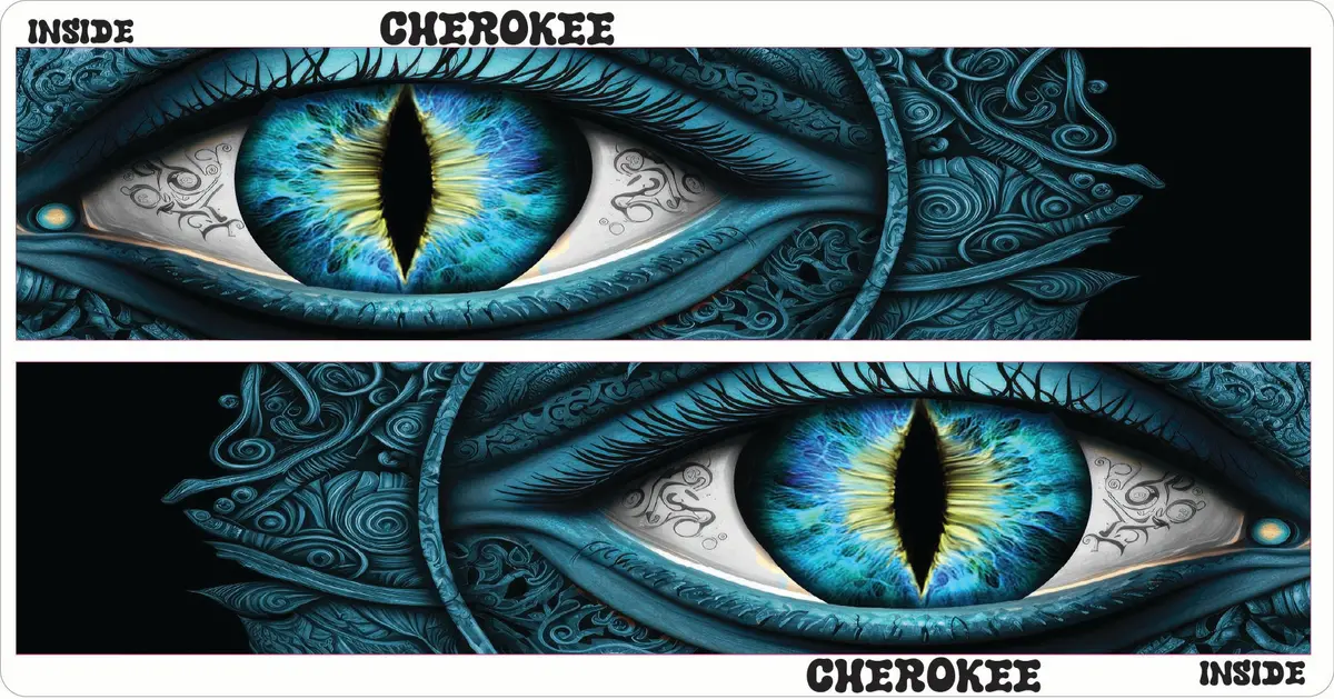 Jeep Cherokee Kl Headlight Decals Teal Cat Eyes 1
