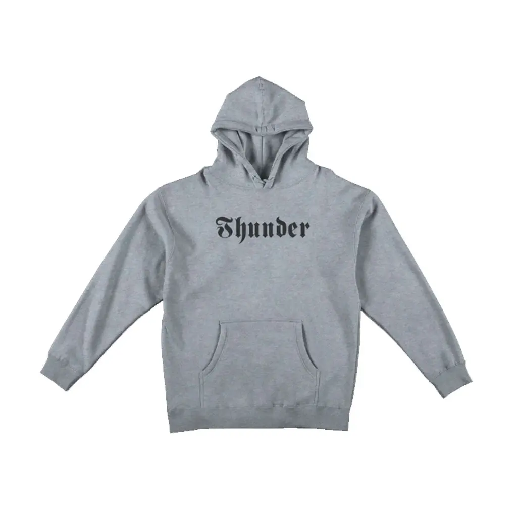 Thunder Script Emb Hoodie - Heather Grey 1