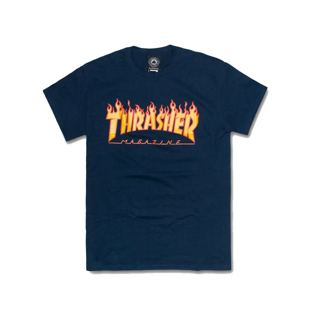 Thrasher Skate Flame Tee - Navy 1