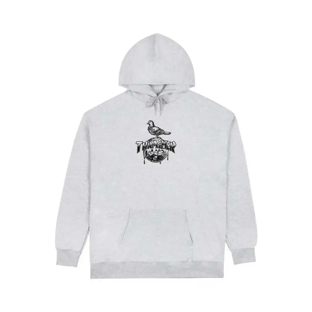 Thrasher X Anti Hero Cover The Earth Hoodie - Ash Grey 1