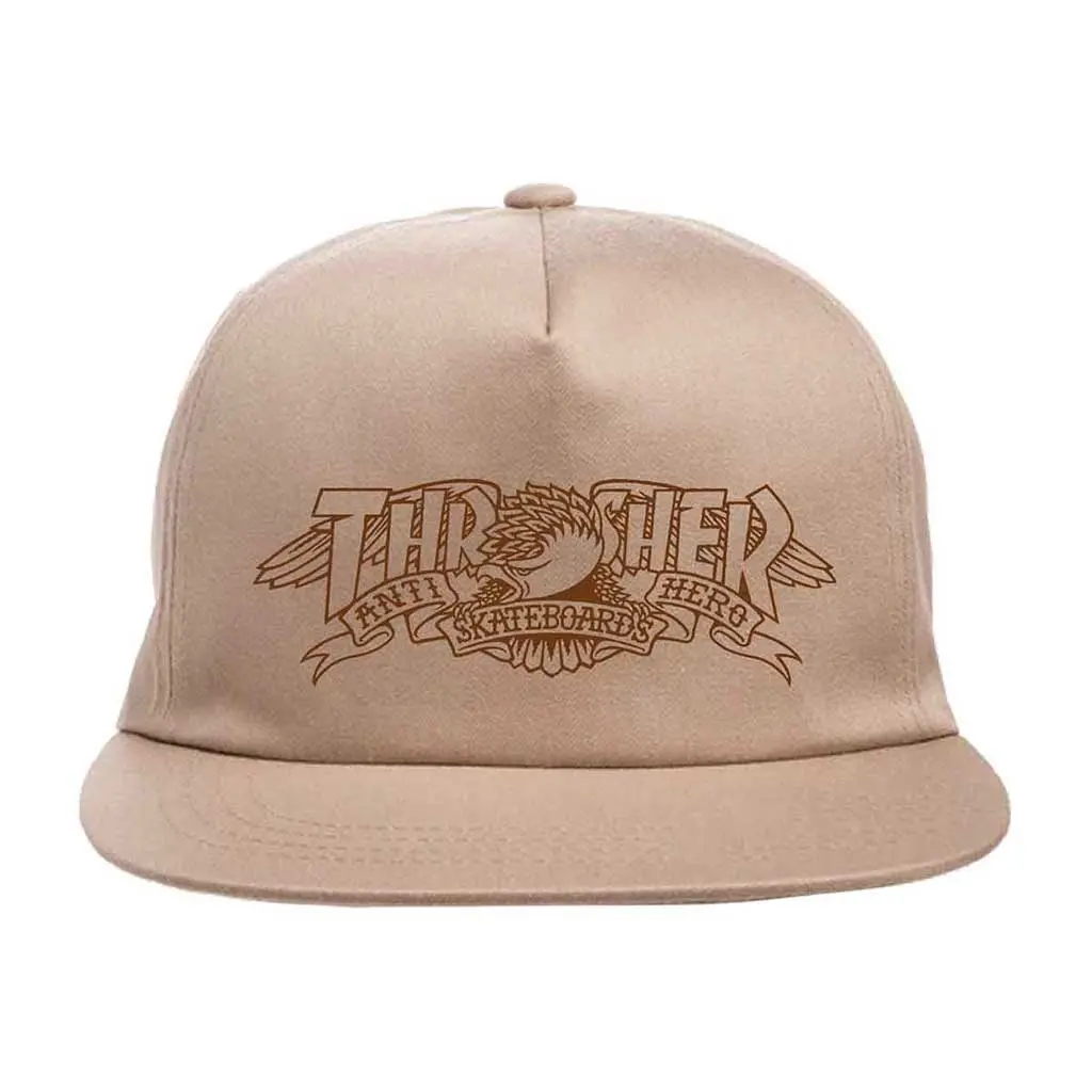 Thrasher X Anti Hero Mag Banner Snapback Hat - Khaki 1