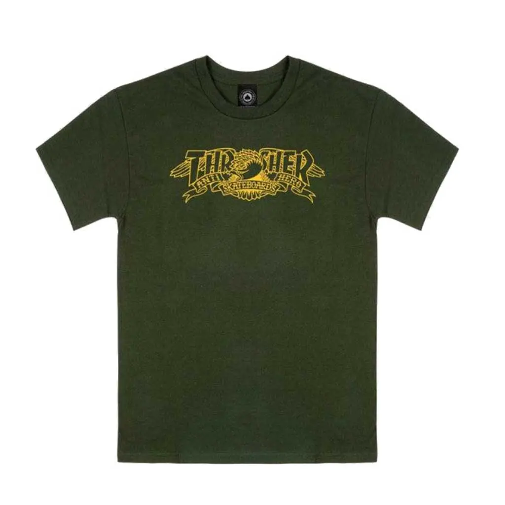 Thrasher X Anti Hero Mag Banner S/S Tee - Forest Green 1