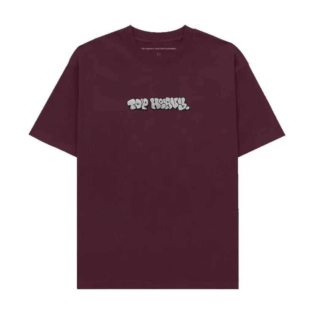 Top Heavy Throwie Embroidered Tee - Burgundy 1