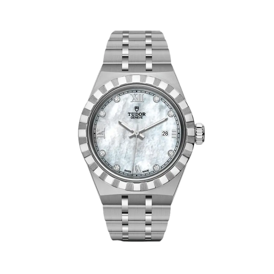 Tudor Royal 28Mm - White, Mother-Of-Pearl, Diamond-Set On Bracelet 1