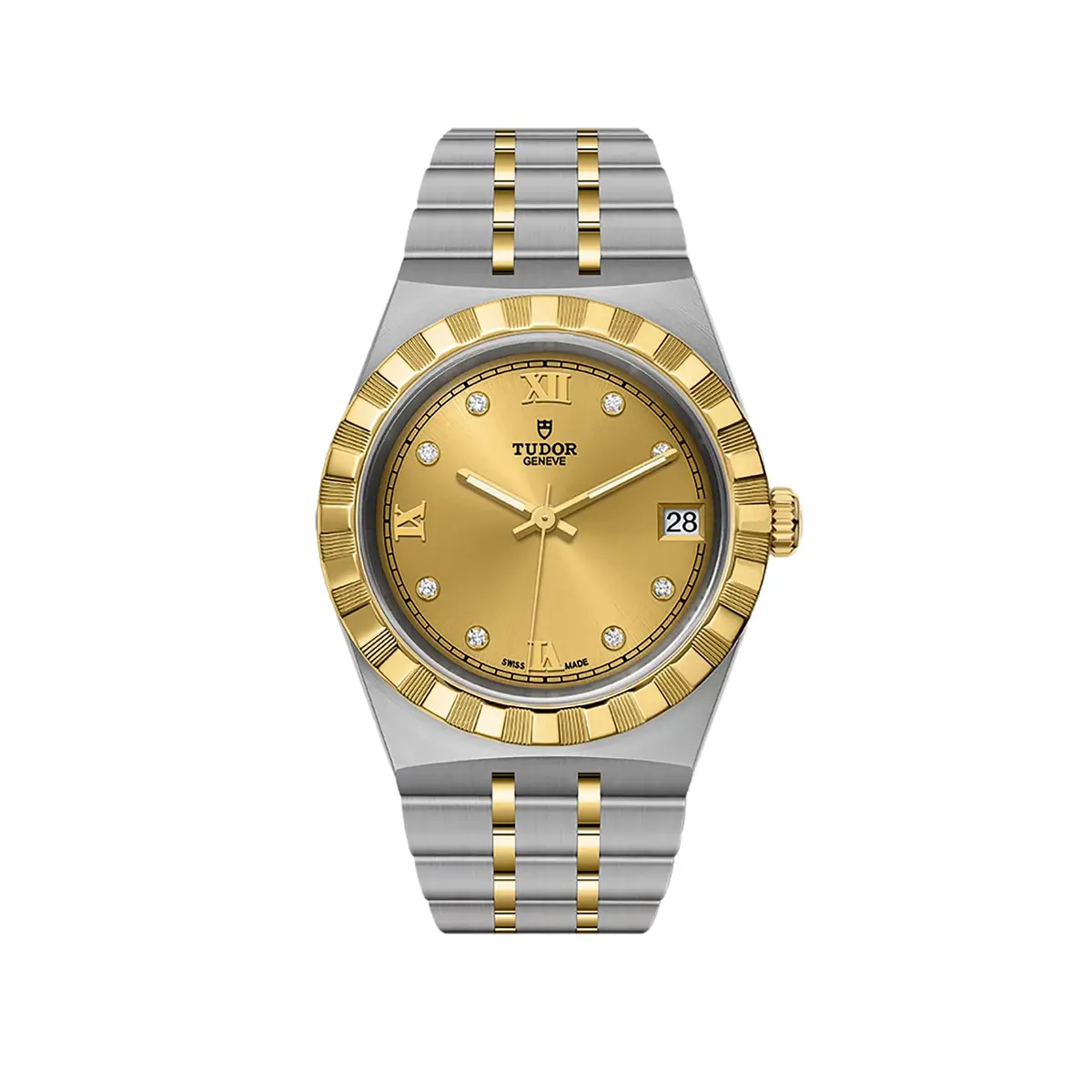 Tudor Royal Yellow Gold Two-Tone 34Mm - Champagne, Diamond-Set On Bracelet 1