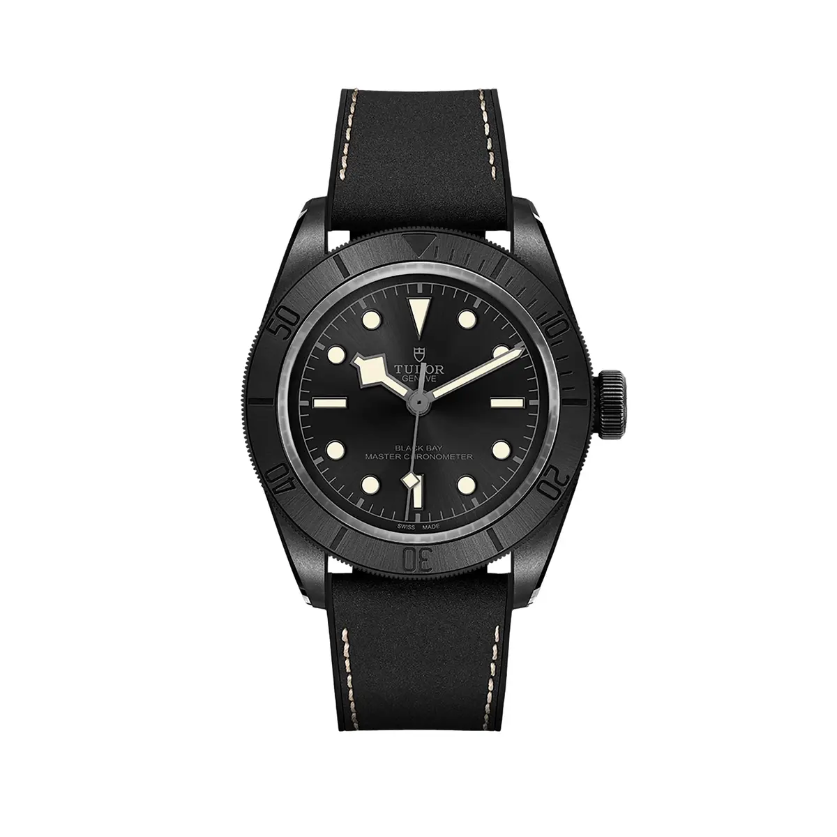 Black Bay Ceramic 41Mm - Black On Hybrid Leather/Rubber Strap W/ Extra Fabric Strap 1