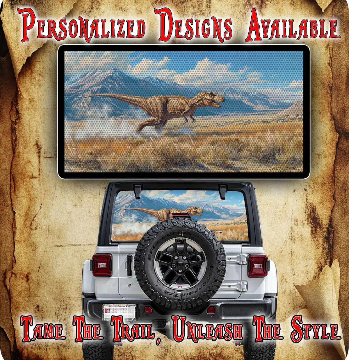 Dinasaur Rear Window See Through Graphic. 1