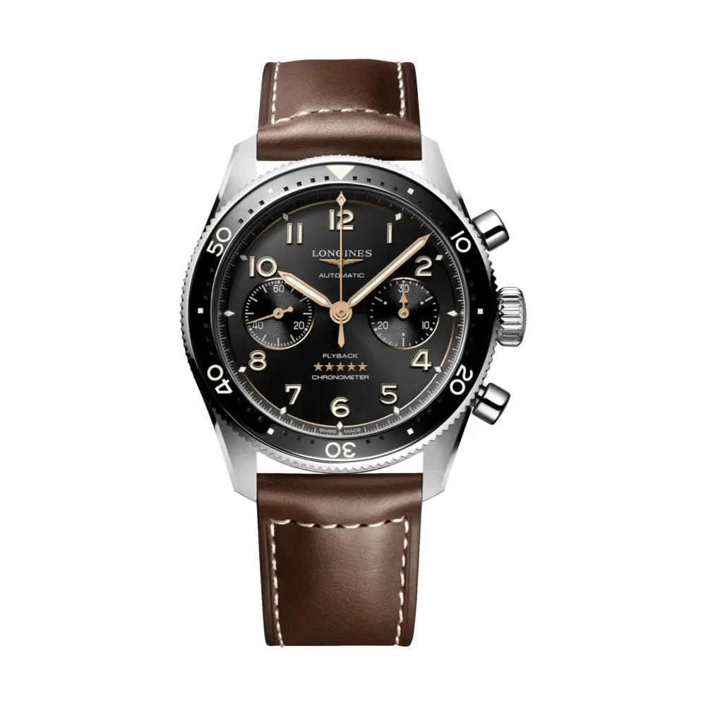 Spirit Flyback 42Mm - Black On Leather Strap 1