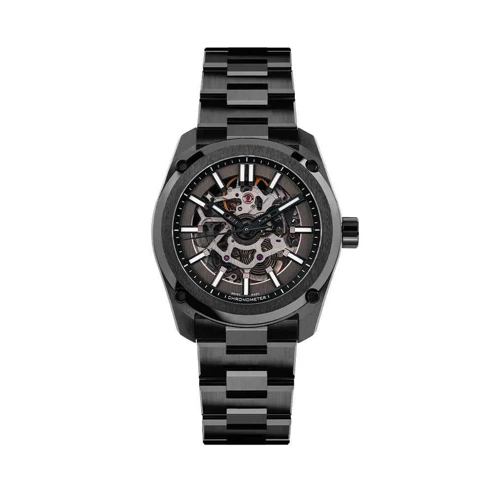 Essence Ceramica Skeleton Cosc 41Mm - Black And Stradale On Bracelet 1