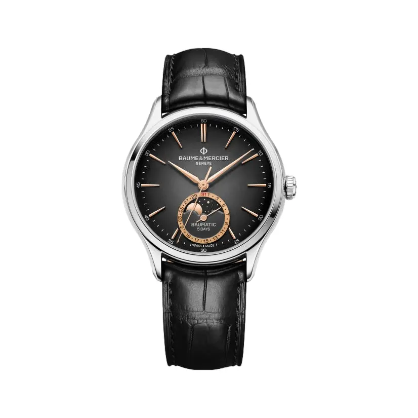 Clifton 10758 Moonphase 39Mm - Grey On Leather Strap 1