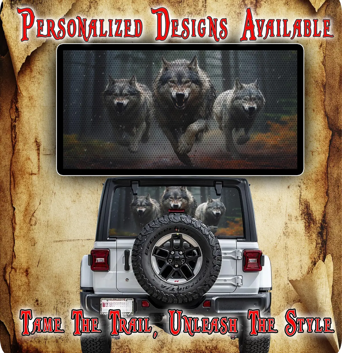 Wolf Pack Rear Window See Through Graphic. 1
