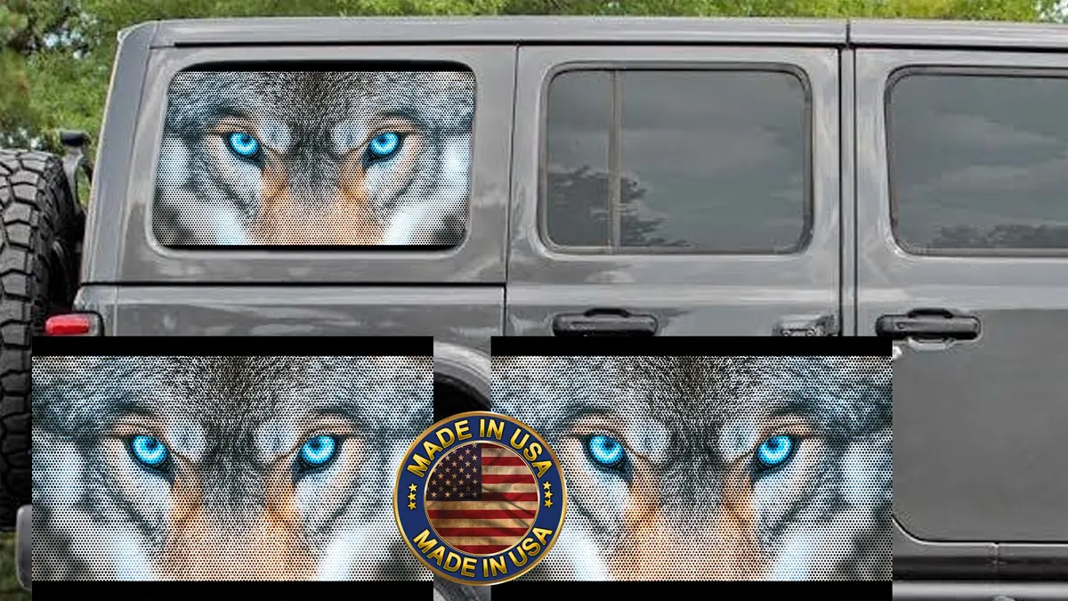 Wolf Eyes Rear Quarter Window See Through Graphic. 1